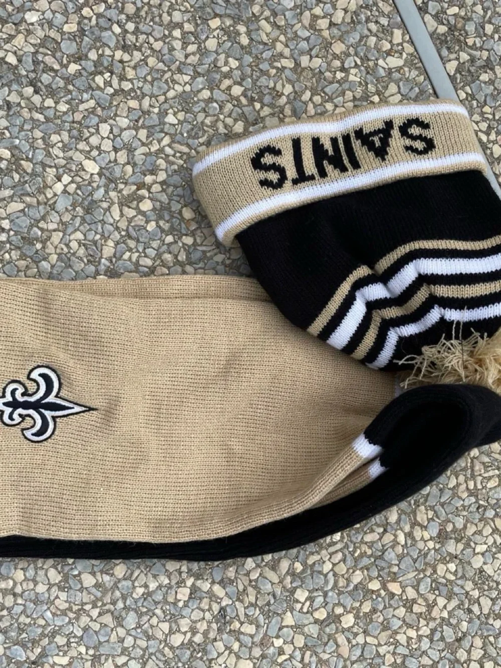 New Orleans Saints Knit Pom Beanie & Scarf Set - Black & Tan